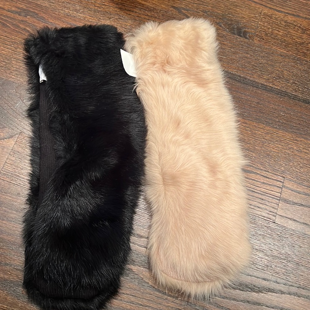 2 worn once Lamb Fur colllars with clips